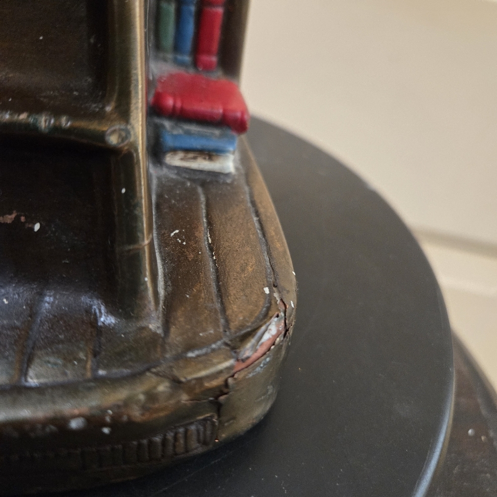 Vintage Bronze Bookend with Red and Blue Accents - Picture 5 of 12